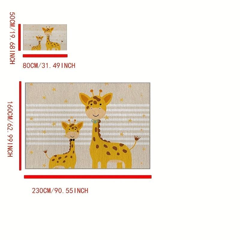 Fabric Giraffe Pattern Rug Small Animal Carpet Mat Non-slip Indoor Door Mat