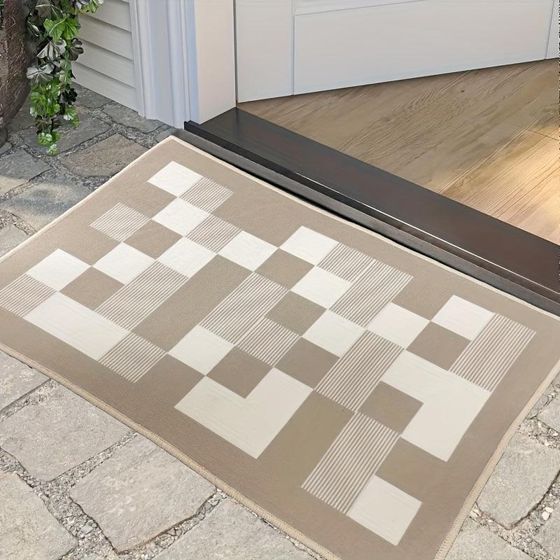 Plaid Pattern Floor Mat 59x40cm Non-slip Indoor Rug
