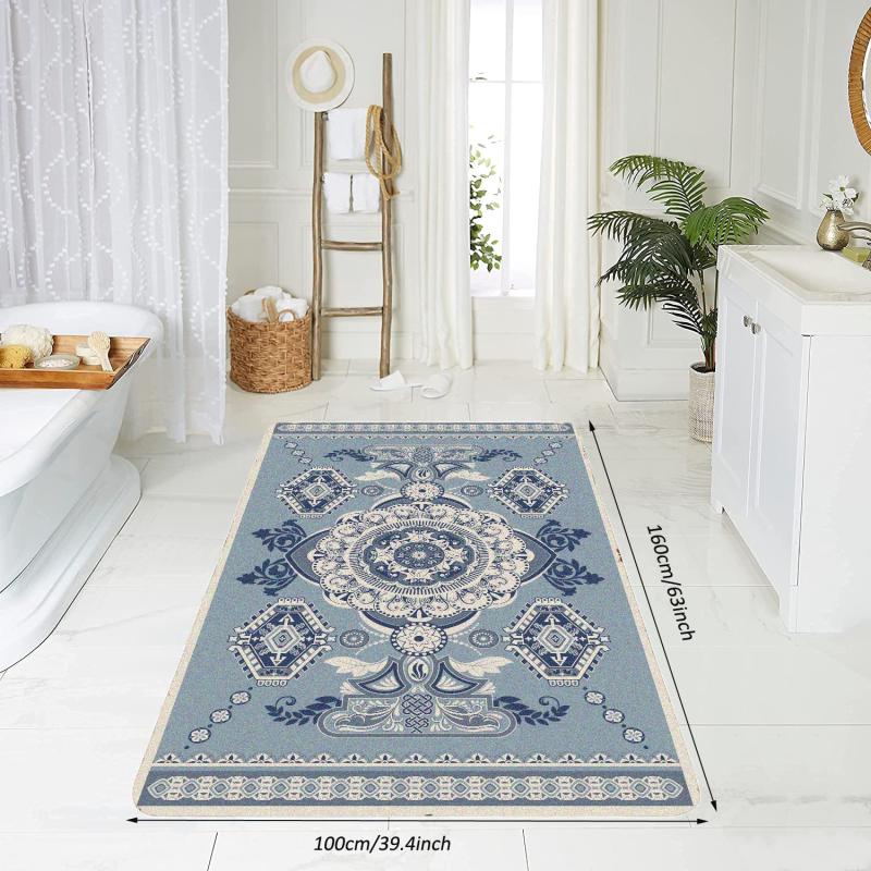 Boho Vintage Kitchen Rug Soft Faux Sheepskin Floor Mat Non Slip TPR Backing