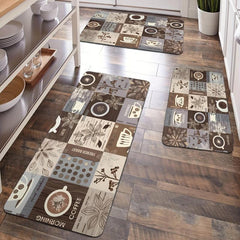 Anti Fatigue Kitchen Mat Coffee Print Absorbent Bath Laundry Floor Mat