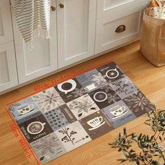 Anti Fatigue Kitchen Mat Coffee Print Absorbent Bath Laundry Floor Mat