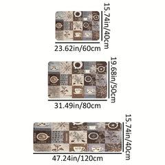 Anti Fatigue Kitchen Mat Coffee Print Absorbent Bath Laundry Floor Mat