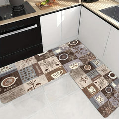 Anti Fatigue Kitchen Mat Coffee Print Absorbent Bath Laundry Floor Mat