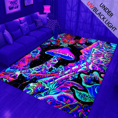 Glow in the Dark Magic Butterfly Flannel Rug Non Slip UV Light Reactive