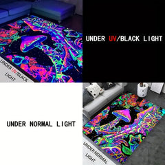 Glow in the Dark Magic Butterfly Flannel Rug Non Slip UV Light Reactive