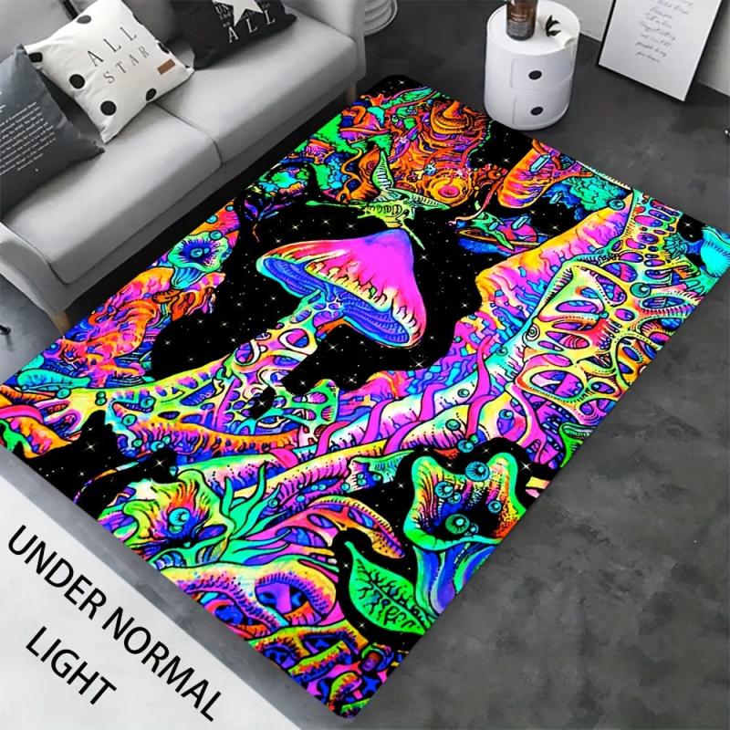 Glow in the Dark Magic Butterfly Flannel Rug Non Slip UV Light Reactive