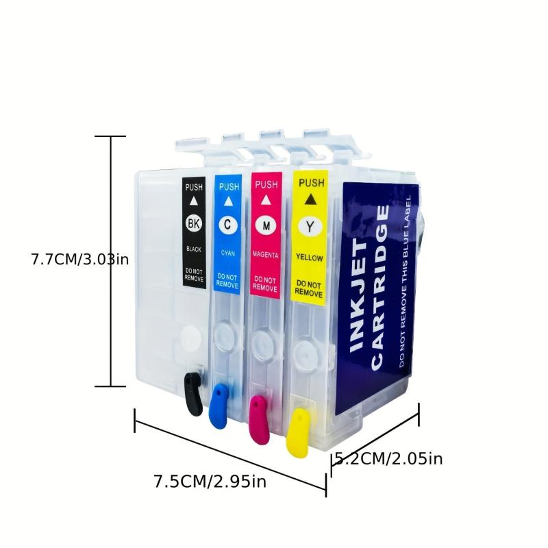 4 Refillable Ink Cartridges + 4 Bottles of Ink Repl. for 252XL Printers
