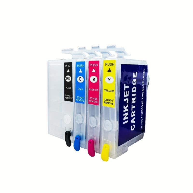 4 Refillable Ink Cartridges + 4 Bottles of Ink Repl. for 252XL Printers