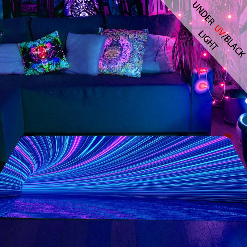 UV Flannel Luminous Illusion Carpet Abstract Geometric Non Slip Area Rug