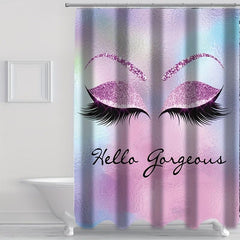 Eyelash Pattern Shower Curtain Set with 12 Hooks
