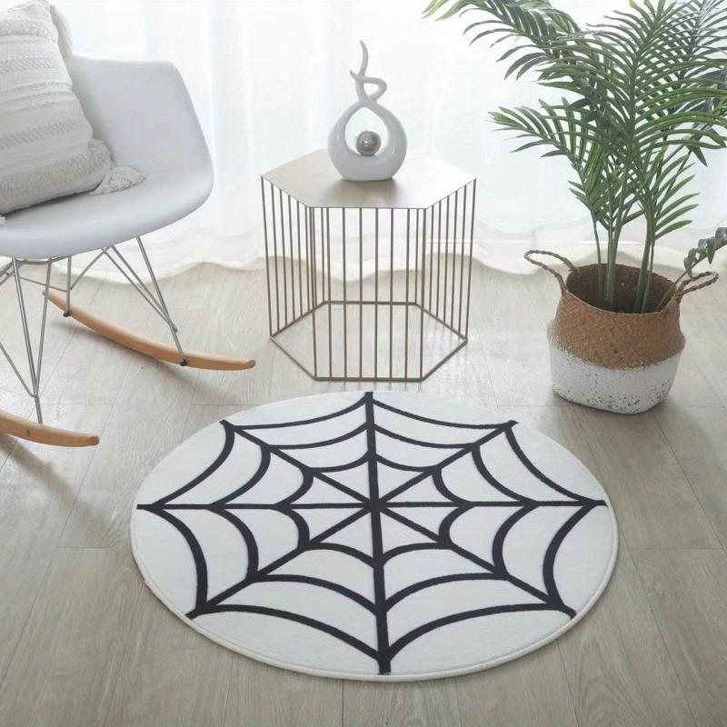 Spider Web Pattern Round Plush Rug for Nursery Room Bedroom