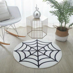 Spider Web Pattern Round Plush Rug for Nursery Room Bedroom