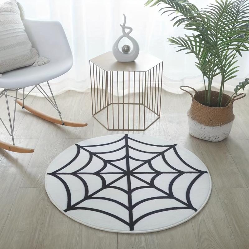 Spider Web Pattern Round Plush Rug for Nursery Room Bedroom