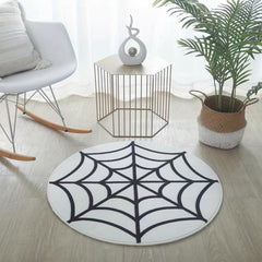 Spider Web Pattern Round Plush Rug for Nursery Room Bedroom