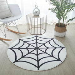 Spider Web Pattern Round Plush Rug for Nursery Room Bedroom