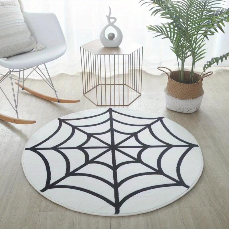Spider Web Pattern Round Plush Rug for Nursery Room Bedroom