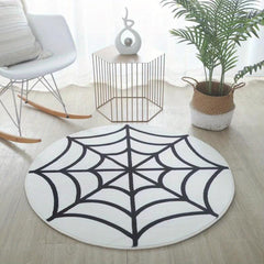 Spider Web Pattern Round Plush Rug for Nursery Room Bedroom
