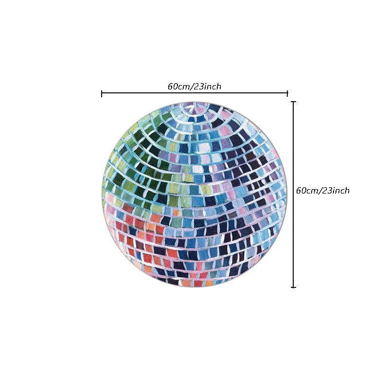 Fluffy Round Wool Area Rug Plaid Multicolor