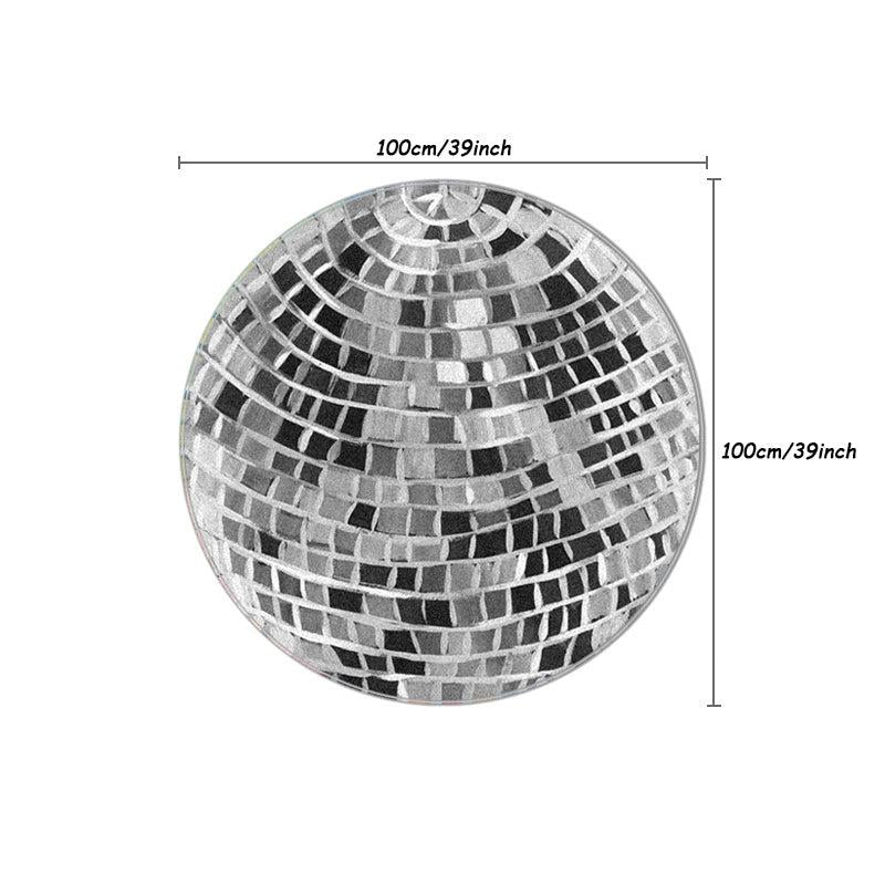 Fluffy Round Wool Area Rug Plaid Multicolor