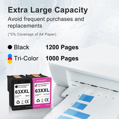 Remanufactured HP 63XL High Yield Ink Cartridge for OfficeJet Envy D