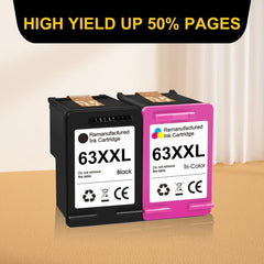 Remanufactured HP 63XL High Yield Ink Cartridge for OfficeJet Envy D