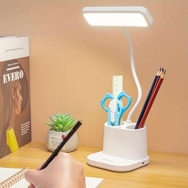 Rechargeable LED Desk Lamp Touch Control Dimmable 3 Modes Pen Holder Night Light
