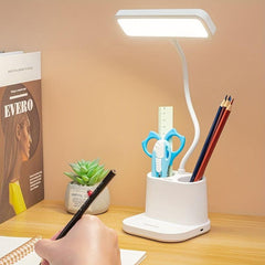 Rechargeable LED Desk Lamp Touch Control Dimmable 3 Modes Pen Holder Night Light