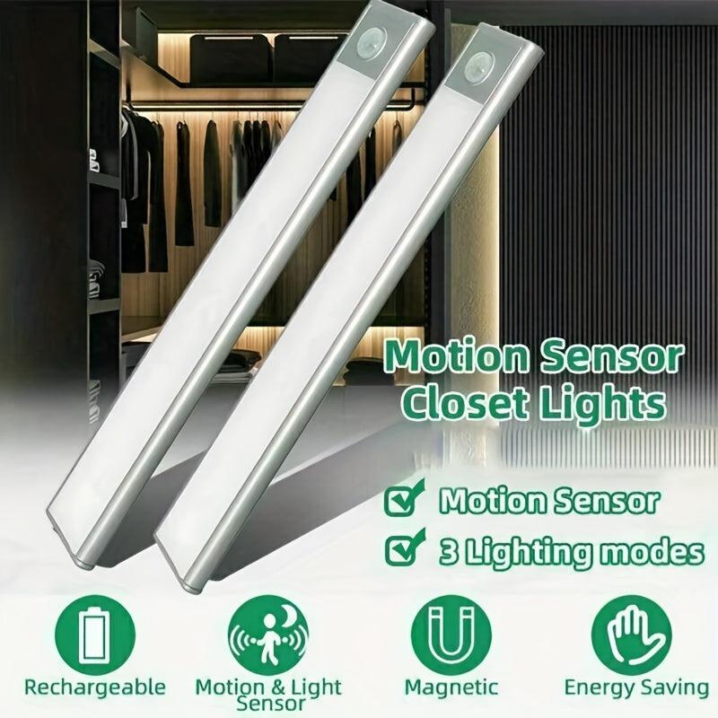 LED Motion Sensor Cabinet Light 3-tone Counter Lighting USB Rechargeable