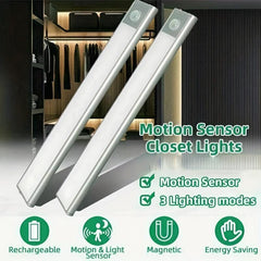 LED Motion Sensor Cabinet Light 3-tone Counter Lighting USB Rechargeable