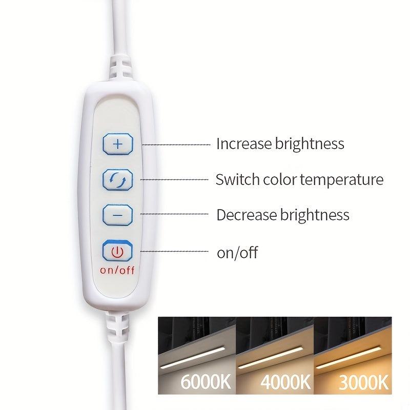 LED Under Cabinet Light 3 Brightness Levels Plug In Closet Kitchen Counter Bar