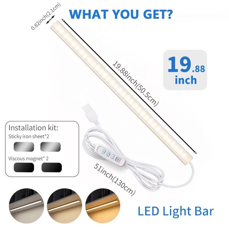 LED Under Cabinet Light 3 Brightness Levels Plug In Closet Kitchen Counter Bar