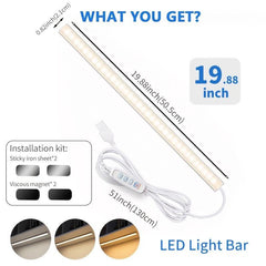 LED Under Cabinet Light 3 Brightness Levels Plug In Closet Kitchen Counter Bar