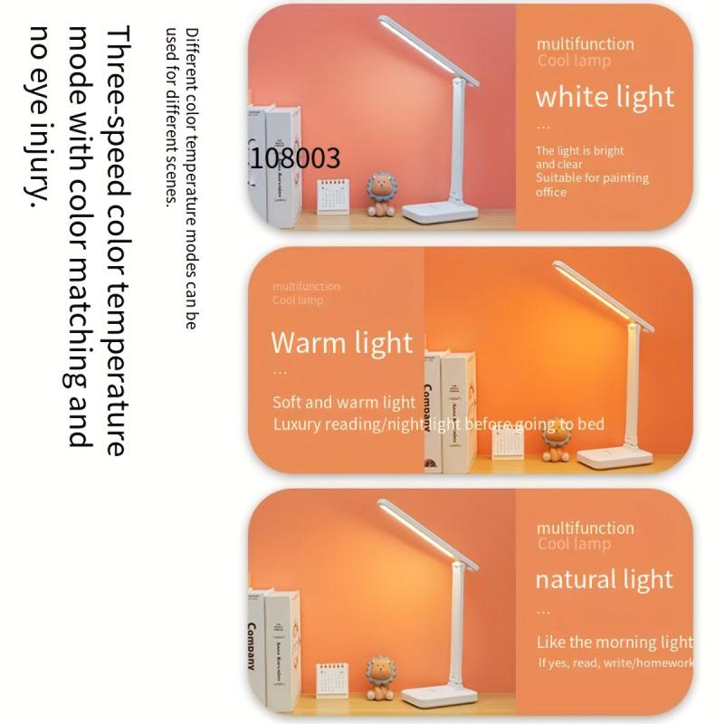 LED Foldable Desk Lamp 3 Lighting Modes Brightness Adjustment Portable Lighting