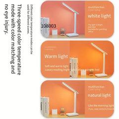 LED Foldable Desk Lamp 3 Lighting Modes Brightness Adjustment Portable Lighting