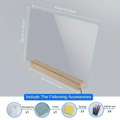 Clear Dry Erase Board Calendar Note Board with LED Light USB Power Supply
