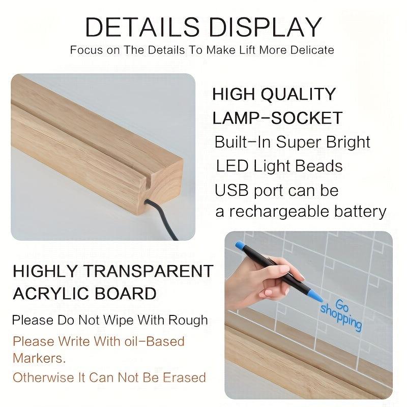 Clear Dry Erase Board Calendar Note Board with LED Light USB Power Supply