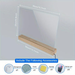 Clear Dry Erase Board Calendar Note Board with LED Light USB Power Supply