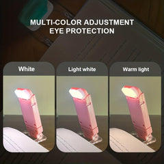 USB Rechargeable Book Reading Light Warm Brightness Adjustable