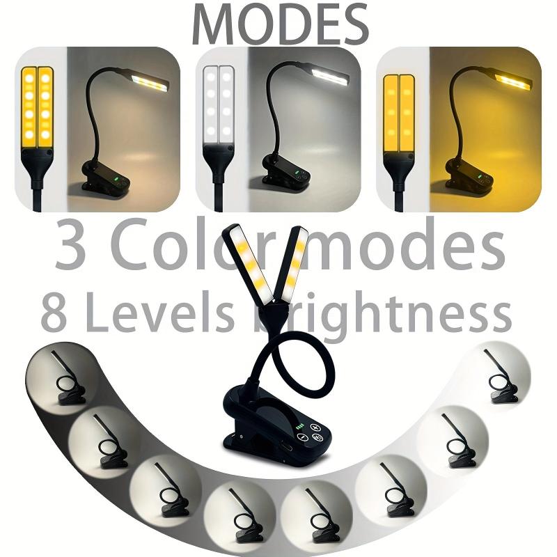 Touch Control Reading Light, 3 Colors, 8 Brightness, Rechargeable, Portable