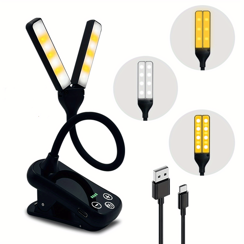 Touch Control Reading Light, 3 Colors, 8 Brightness, Rechargeable, Portable