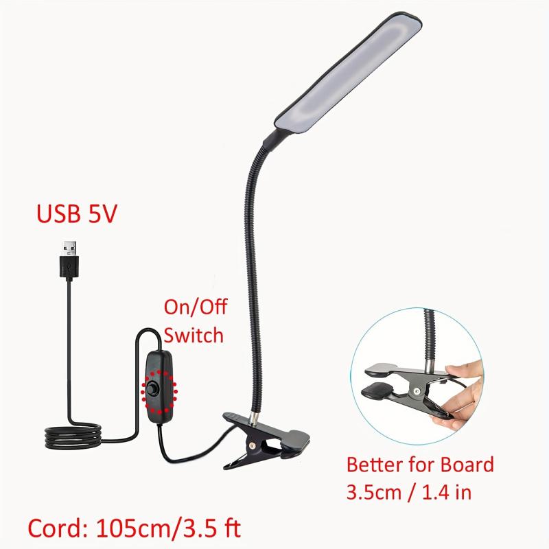 Clip On Light Gooseneck 5W Reading Light With On off Switch 6000K