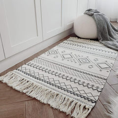 Bohemia Area Rug With Tassel Boho Hand Woven Rug Decorative Porch
