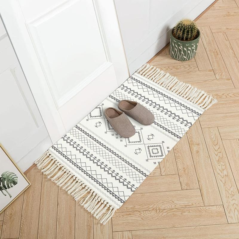 Bohemia Area Rug With Tassel Boho Hand Woven Rug Decorative Porch