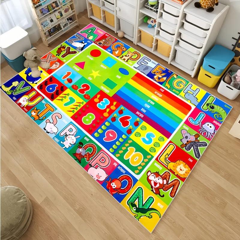 Children's Educational Play Rug - ABC Numbers Shapes Animals