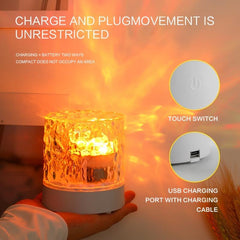 LED Water Ripple Ambient Night Light USB Rechargeable Projection Lamp