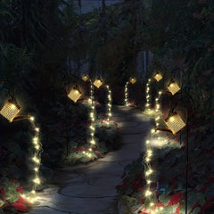 Outdoor Solar Waterfall Lights Retro Metal Solar Lights