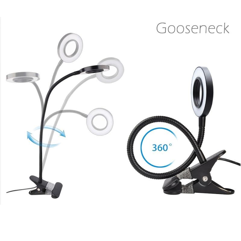 48 LED Clip Reading Light USB 3 Colors Dimmable Bedside Lamp