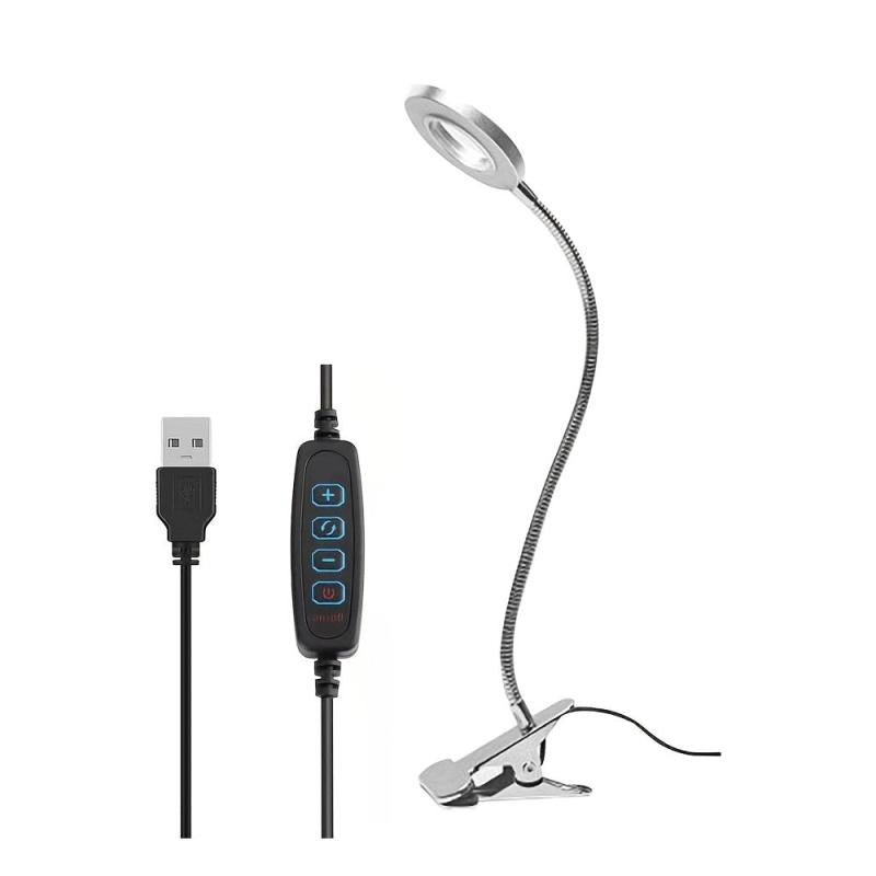 48 LED Clip Reading Light USB 3 Colors Dimmable Bedside Lamp