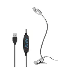 48 LED Clip Reading Light USB 3 Colors Dimmable Bedside Lamp