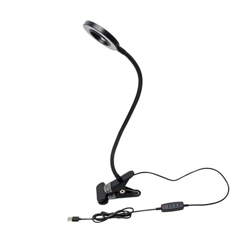 48 LED Clip Reading Light USB 3 Colors Dimmable Bedside Lamp